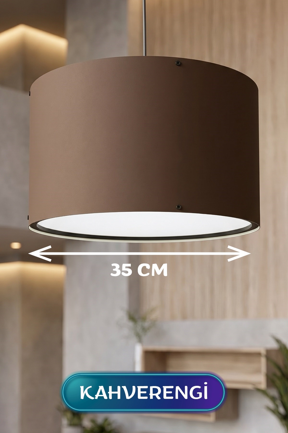 Kahverengi Kumaş Başlıklı Sarkıt Avize 35 CM — GÖKDAĞ GROUP