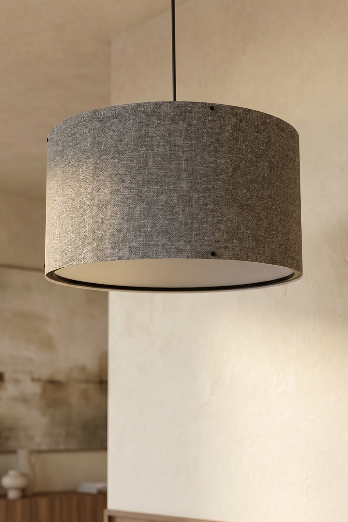 Koyu Gri Kumaş Başlıklı Sarkıt Avize 35 CM — GÖKDAĞ GROUP — görsel 2