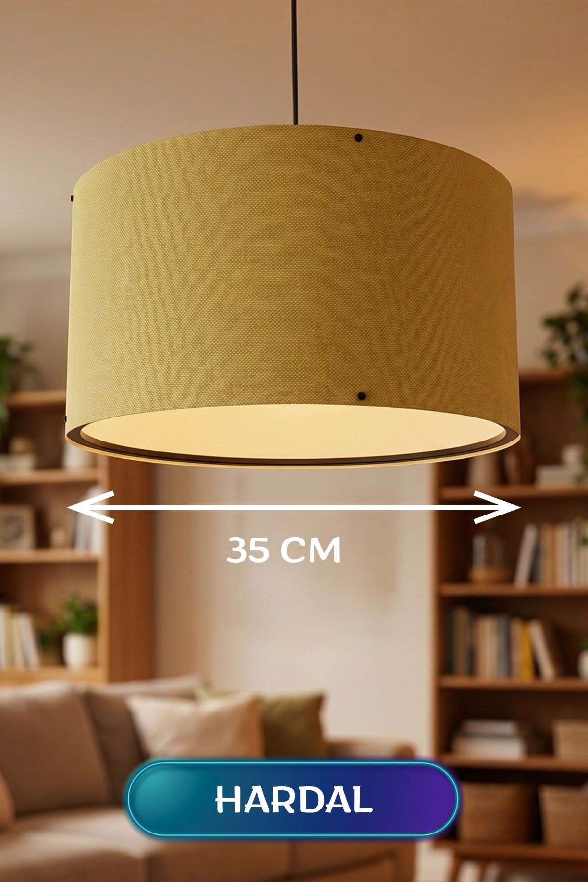 Hardal Kumaş Başlıklı Sarkıt Avize 35 CM — GÖKDAĞ GROUP