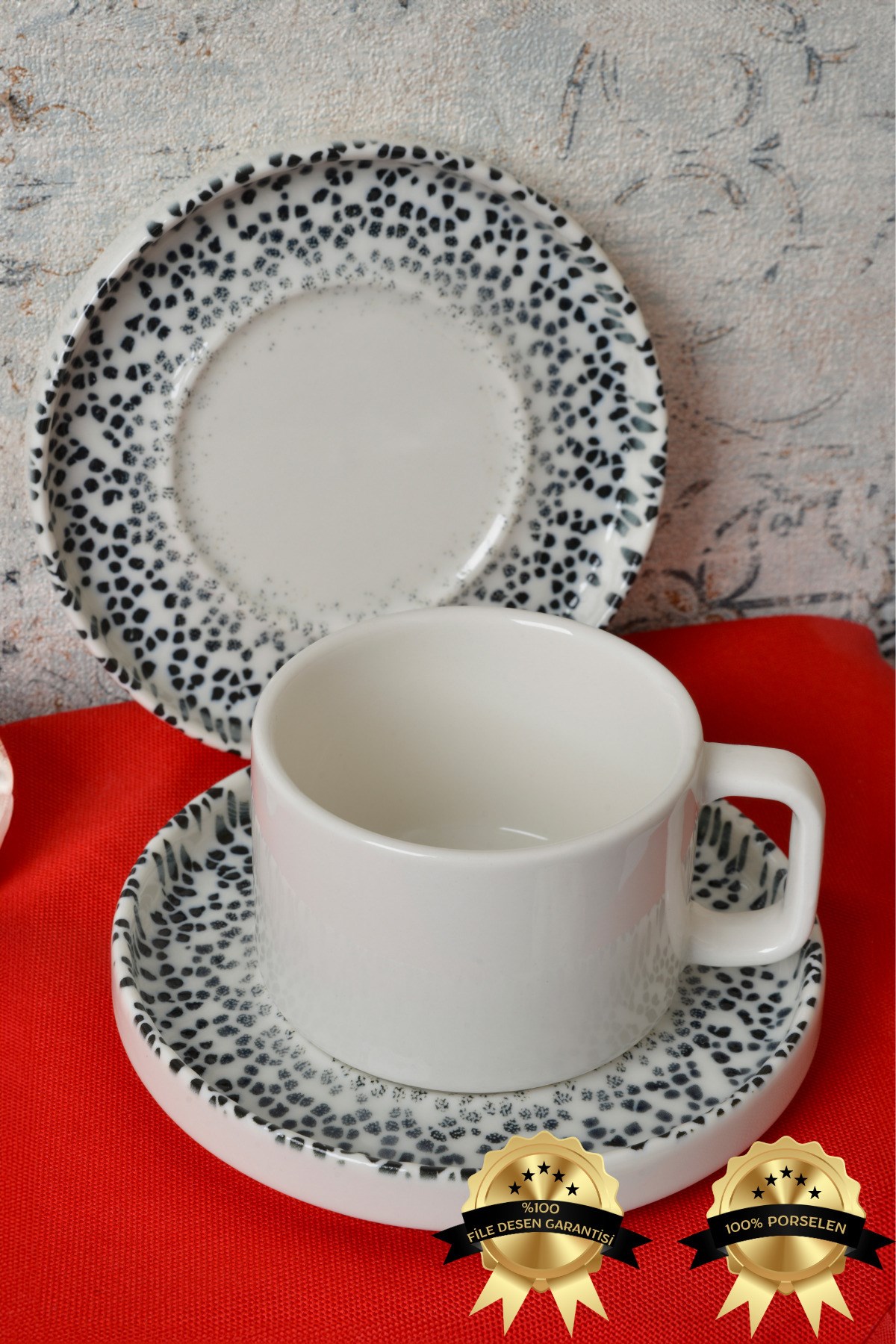 Dalmaçya 4 Parça 2 Kişilik Porselen Çay Fincanı Takımı