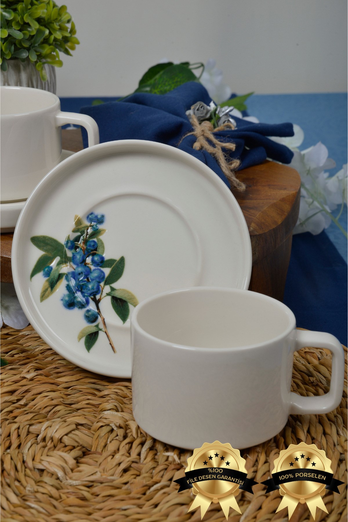 Arya 4 Parça 2 Kişilik Porselen Çay Fincanı Takımı