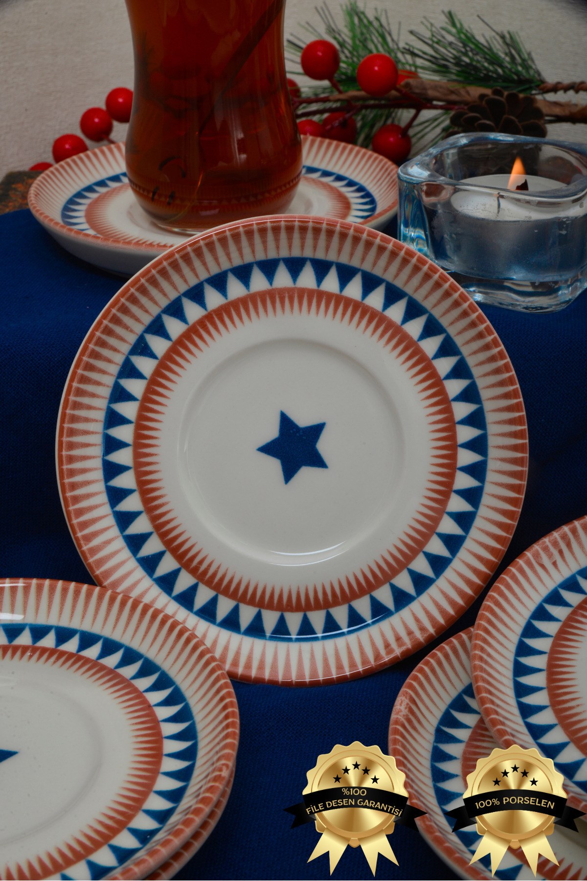 Sirk 6'lı Porselen Çay Tabağı Seti