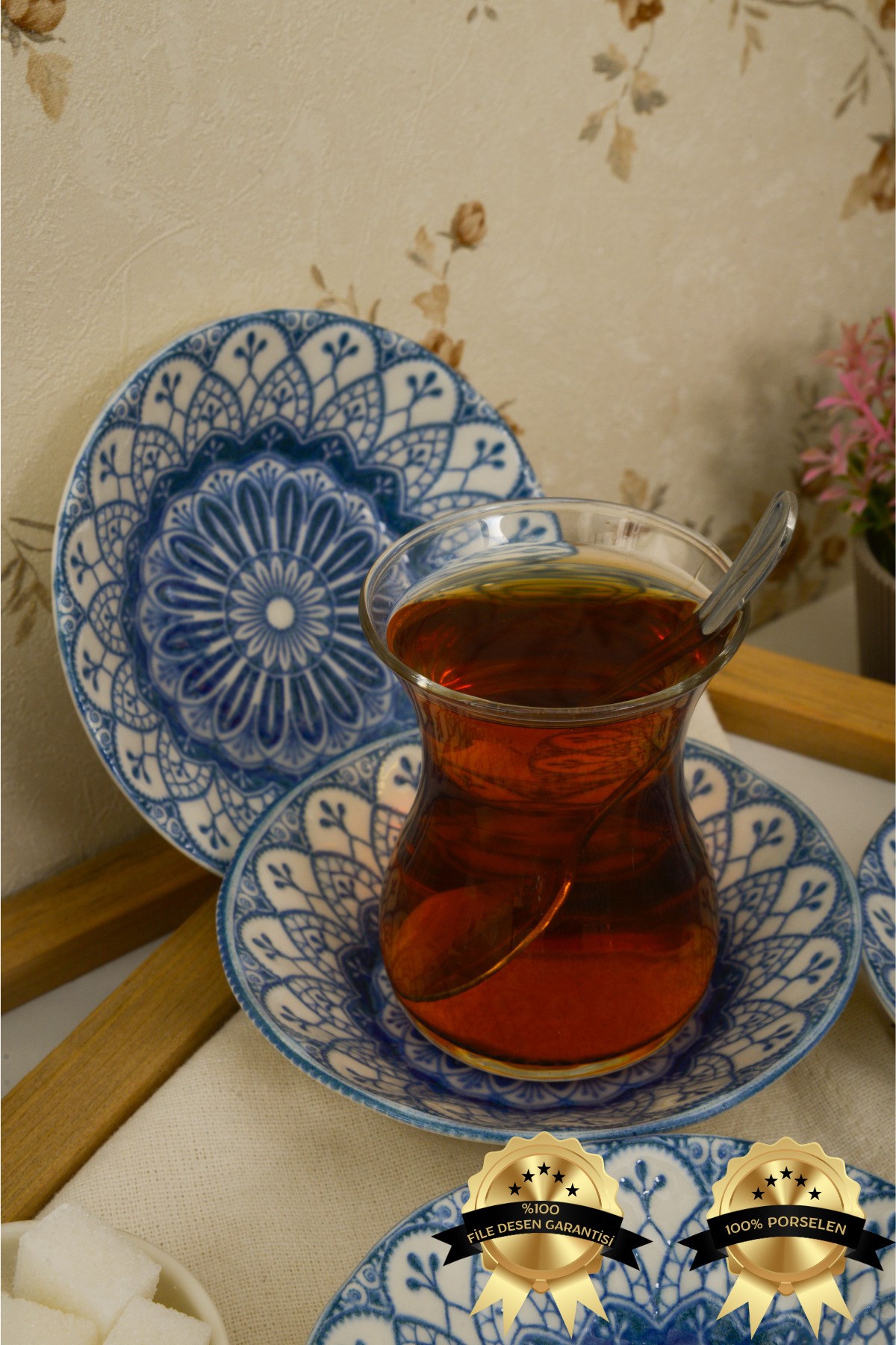 Gökçe 6'lı Porselen Çay Tabağı Seti