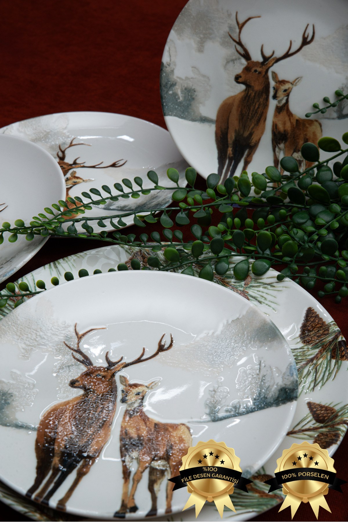 Kozalak 7 Parça Porselen Pasta Tabağı