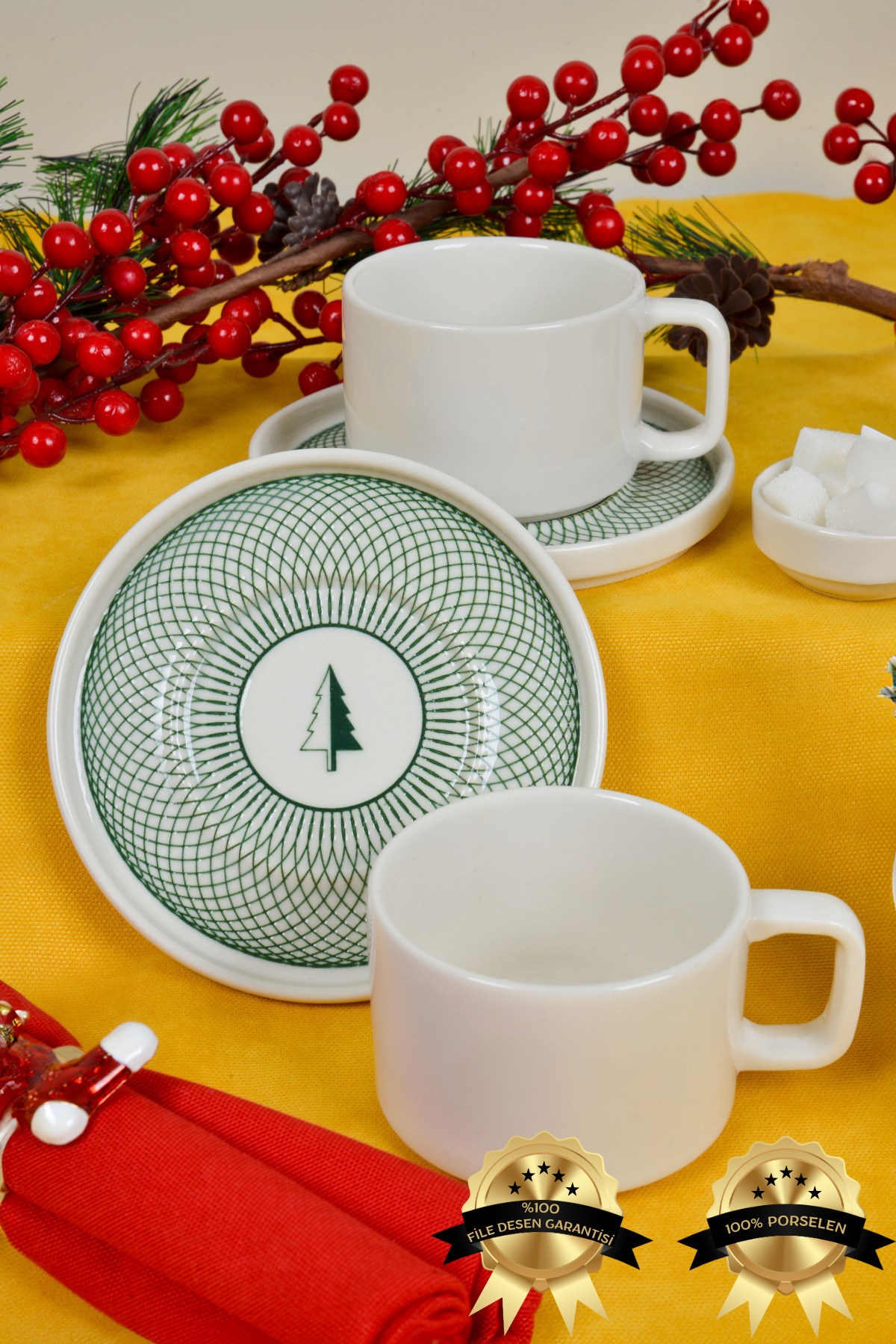 Kartanem 4 Parça 2 Kişilik Porselen Çay Fincanı Takımı