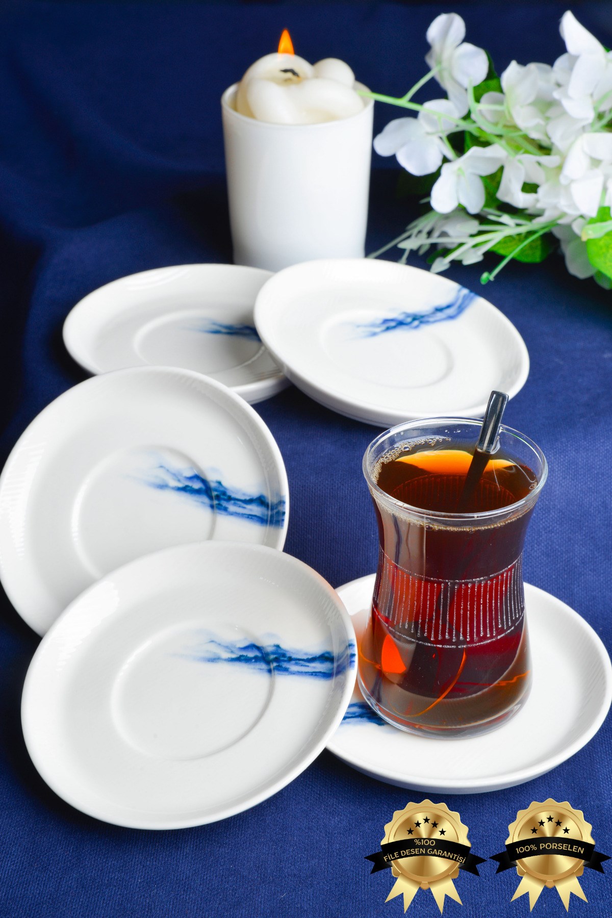 Toros 6 Parça Porselen Çay Tabağı Seti