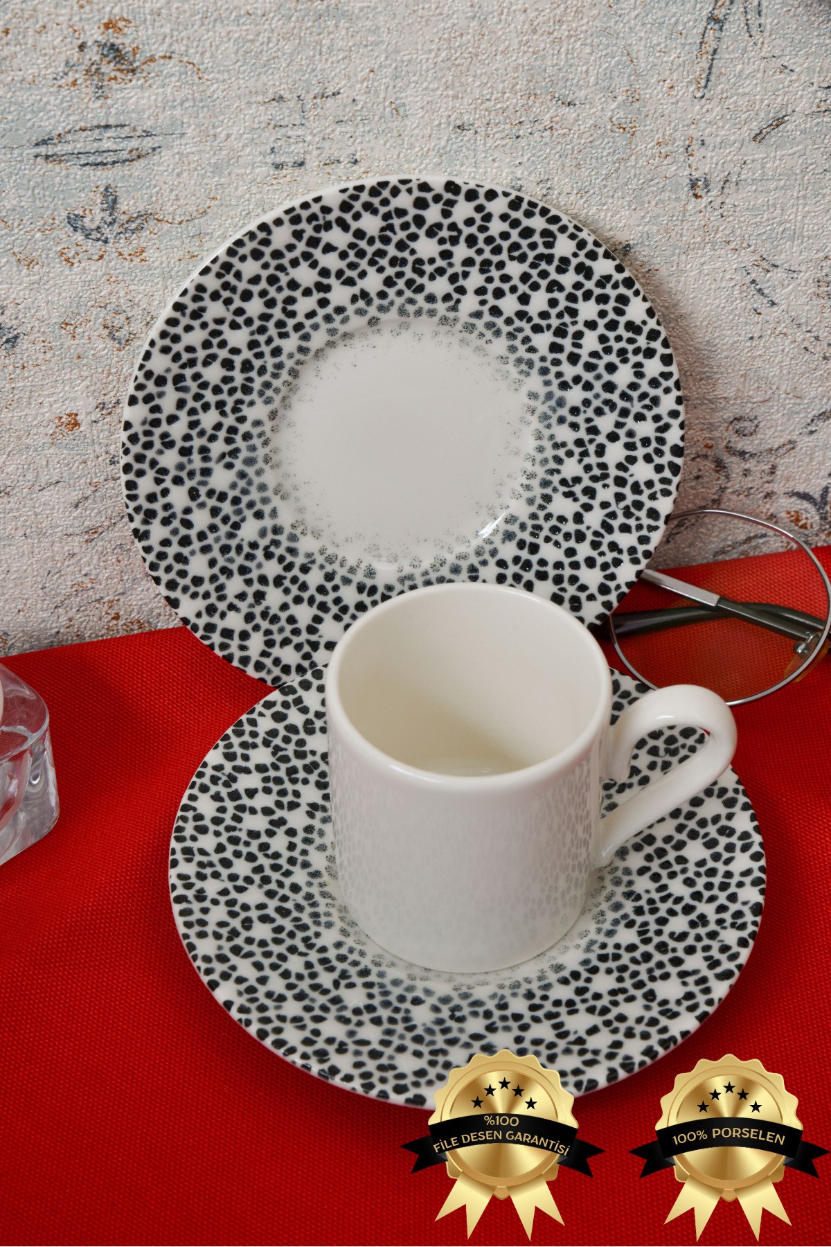 Dalmaçya 12 Parça 6 Kişilik 80 ml Porselen Kahve Fincan Takımı