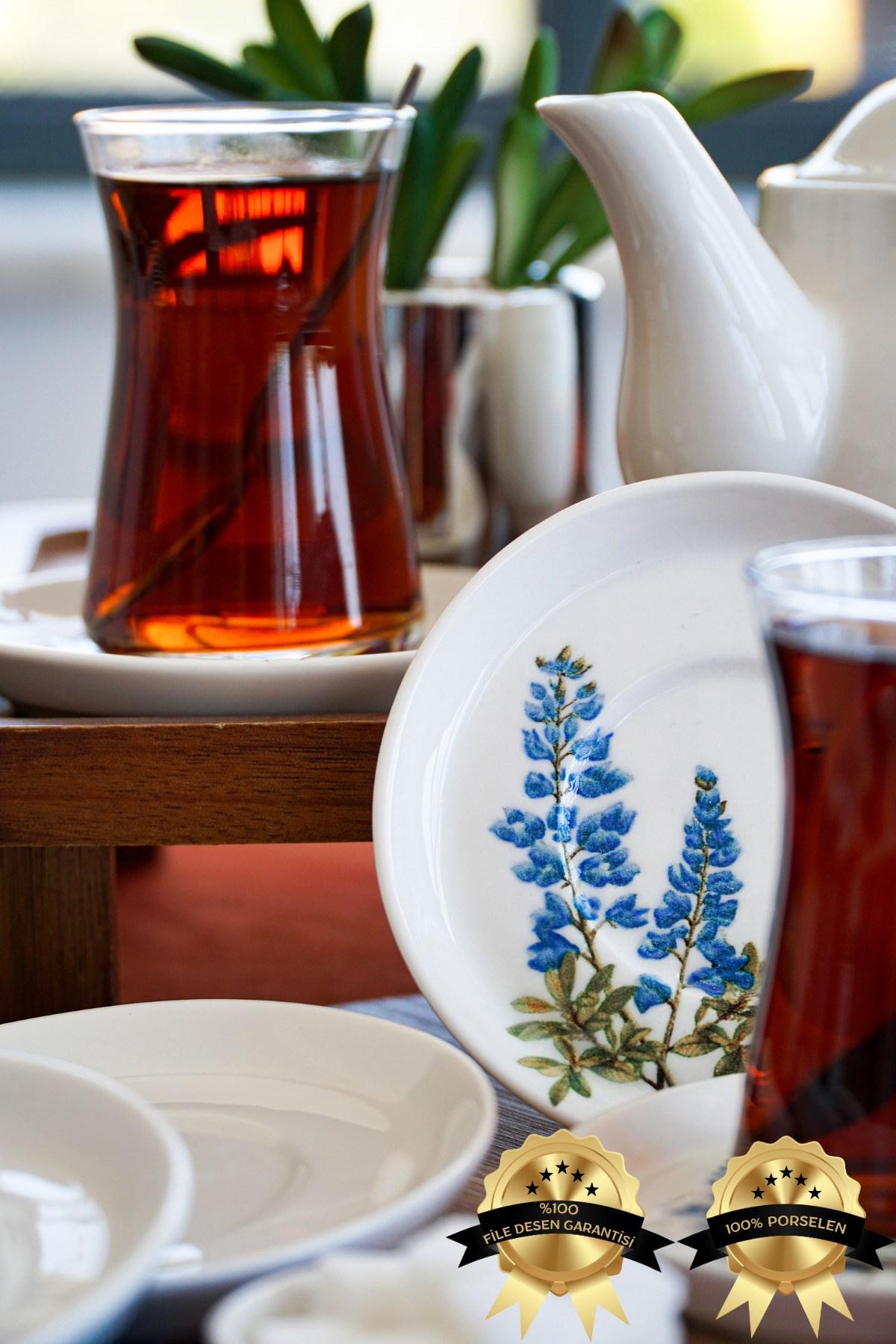 Hazeran 6'lı Porselen Çay Tabağı Seti