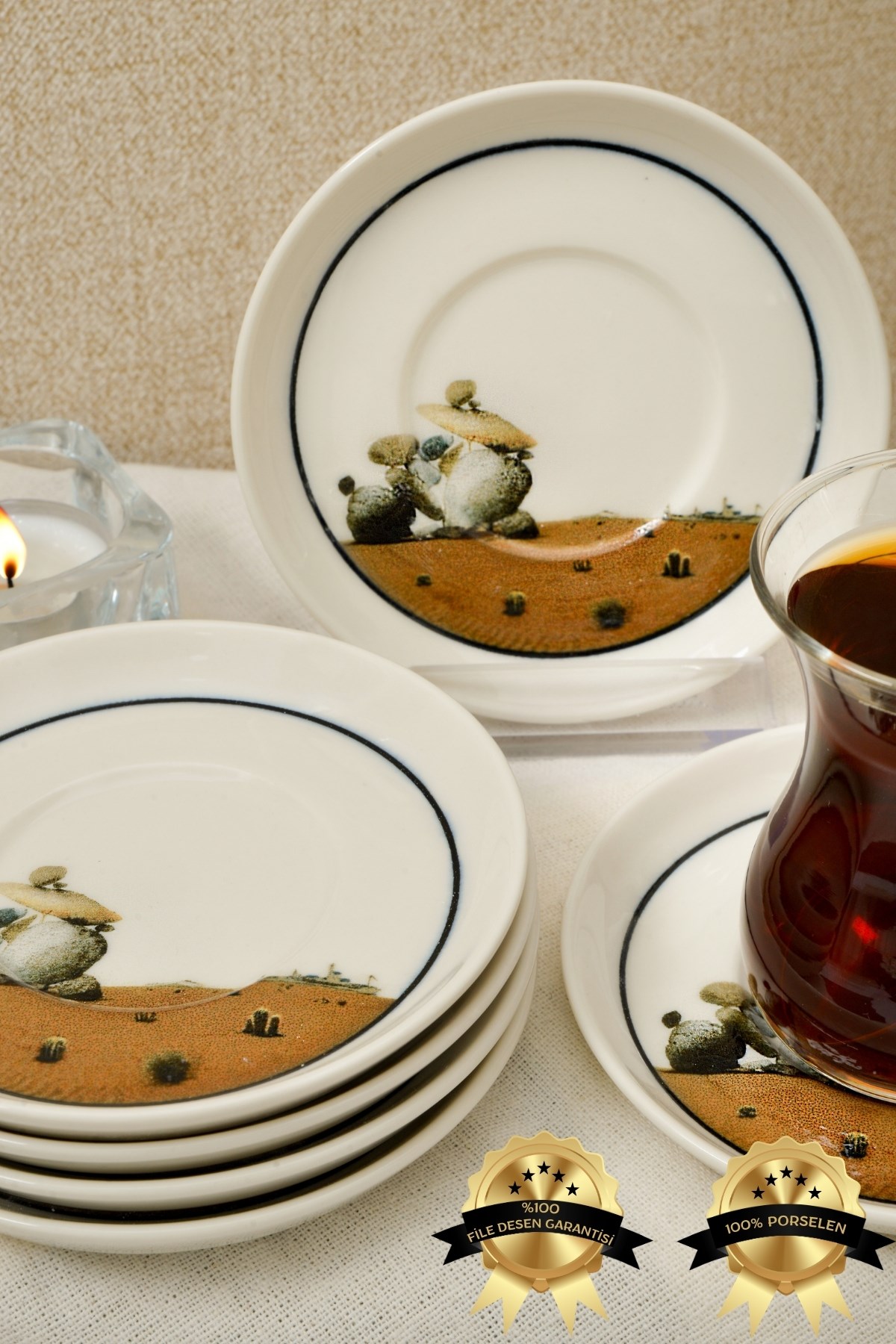 Kaya 6'lı Porselen Çay Tabağı Seti