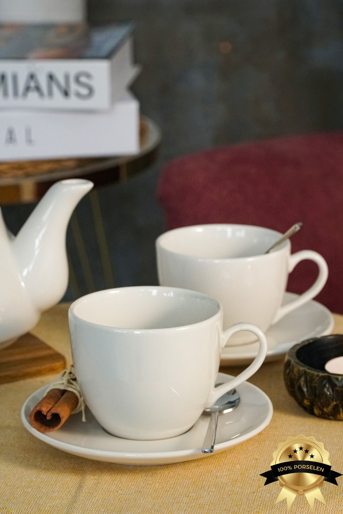 Şems 4 Parça 2 Kişilik Porselen Çay Fincan Takımı