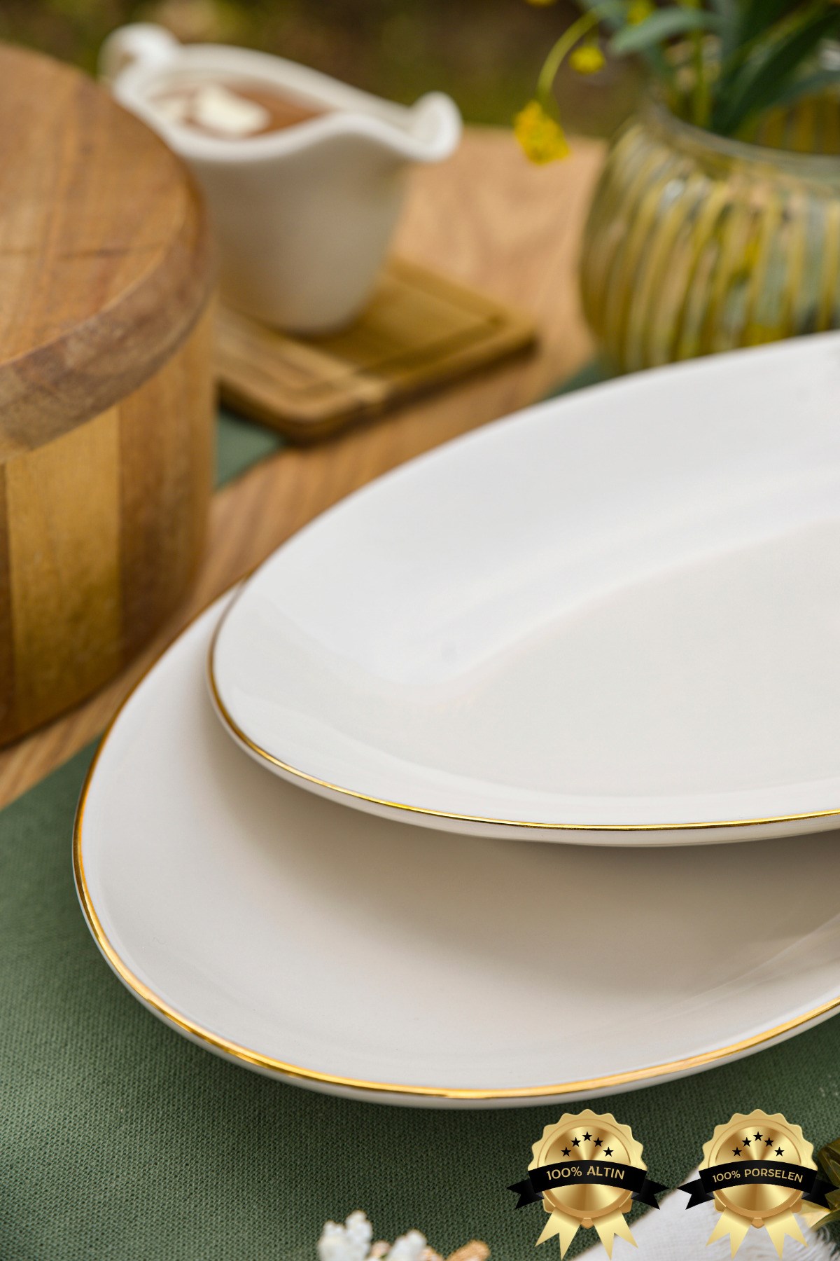 Şems Altın Yaldız 28cm 2'li Porselen Kayık Tabak Takımı