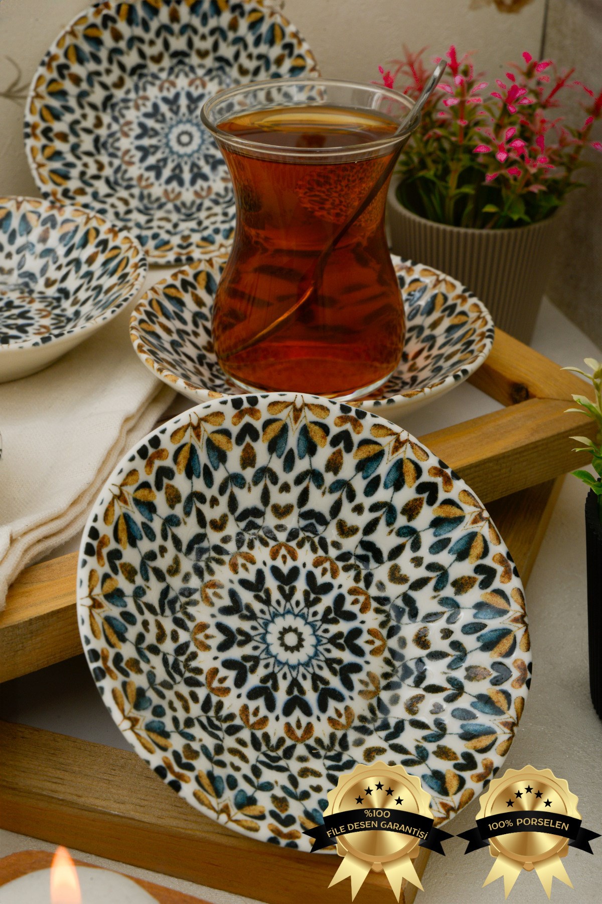 Şebnem 6'lı Porselen Çay Tabağı Seti