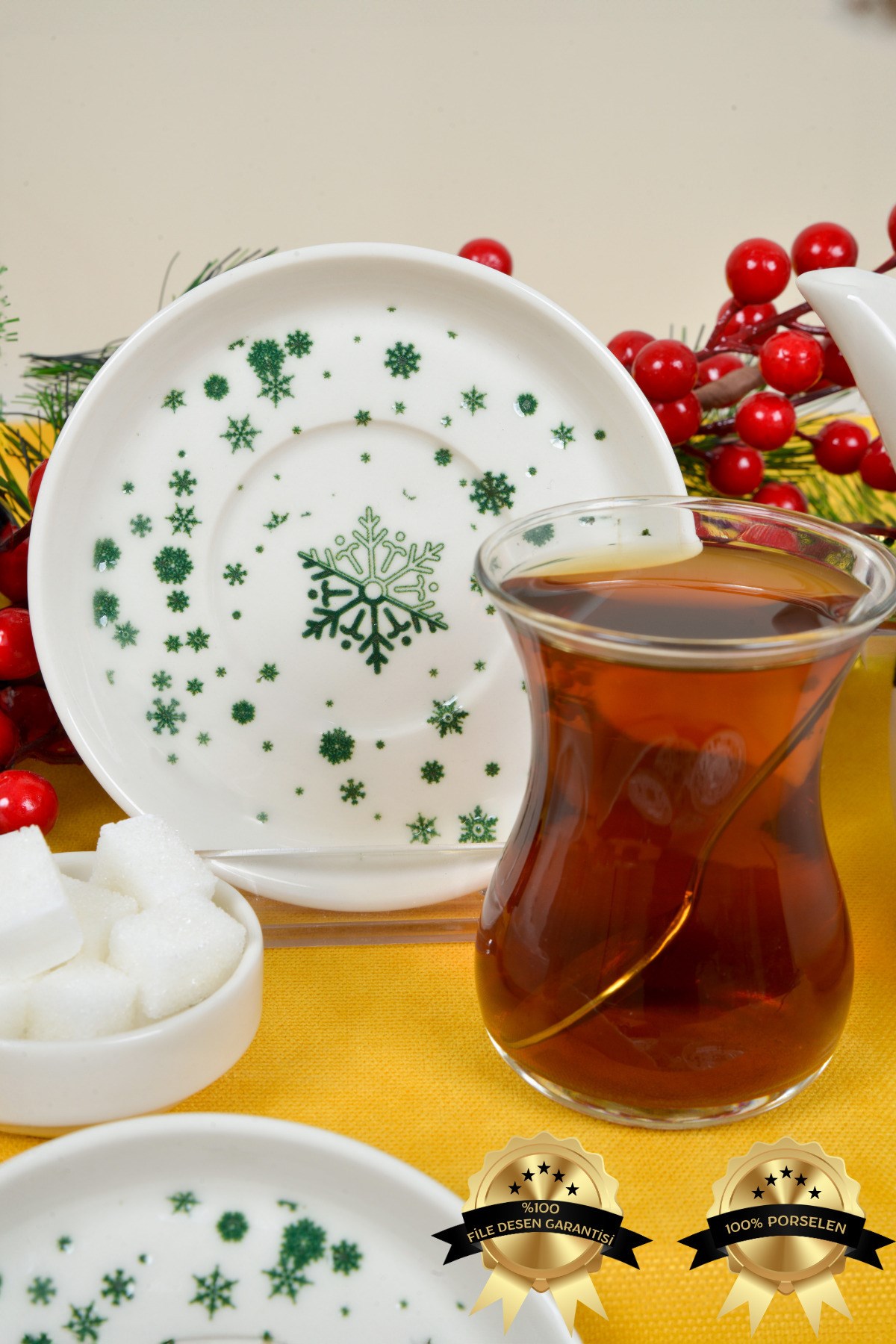 Kartanem 6'lı Porselen Çay Tabağı Seti