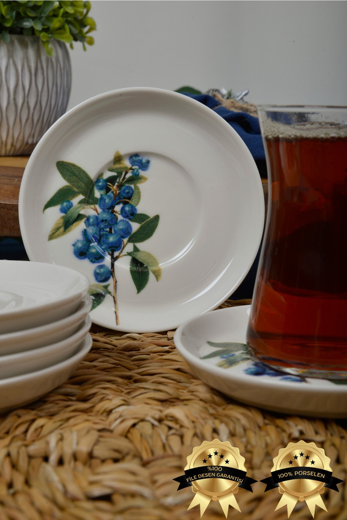 Arya 6'lı Porselen Çay Tabağı Seti