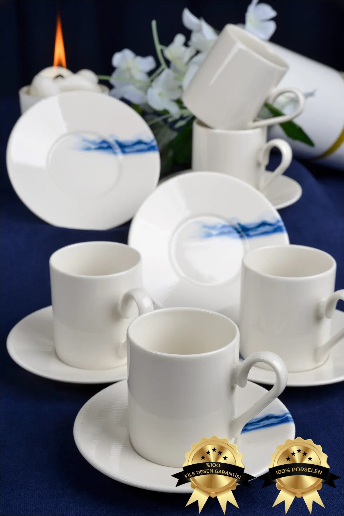 Toros 12 Parça 6 Kişilik 80 ml Porselen Kahve Fincan Takımı