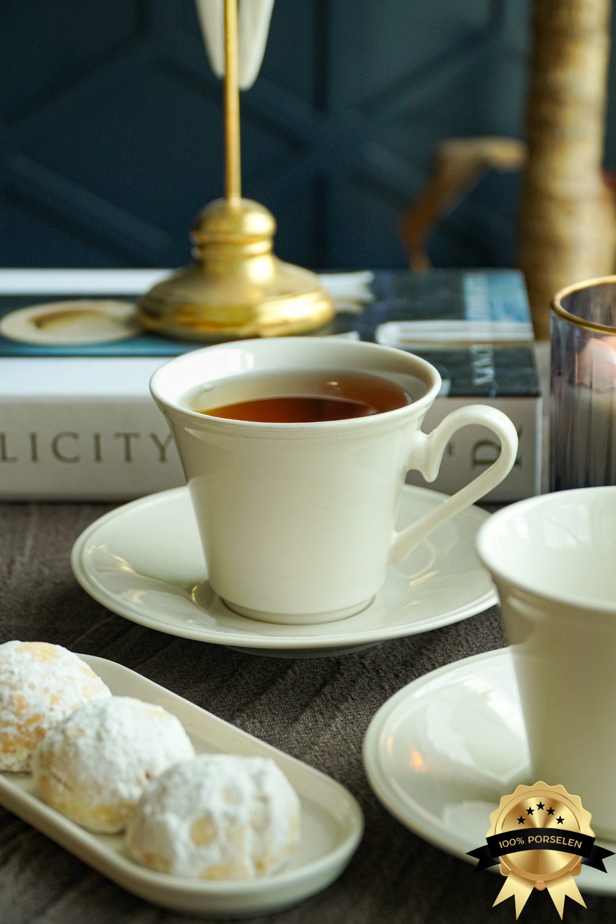 Nükte 4 Parça 2 Kişilik Porselen Çay Fincan Takımı