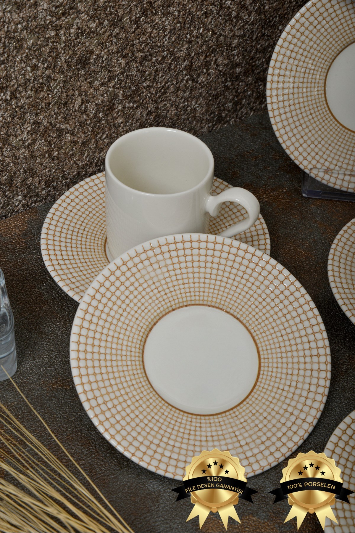 Petek 12 Parça 6 Kişilik 80 ml Porselen Kahve Fincanı Takımı