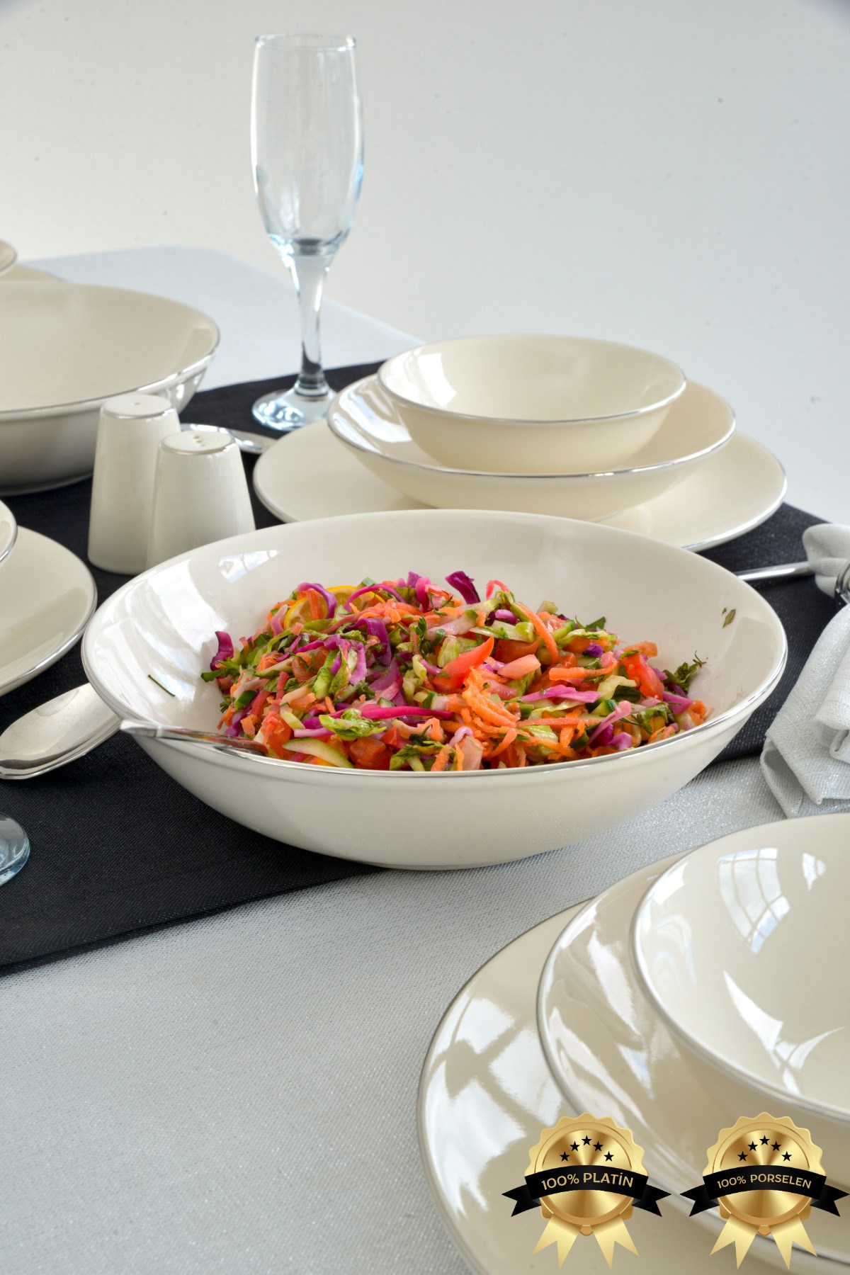 Şems Altın Yaldız 2'li Porselen Salata Tabağı