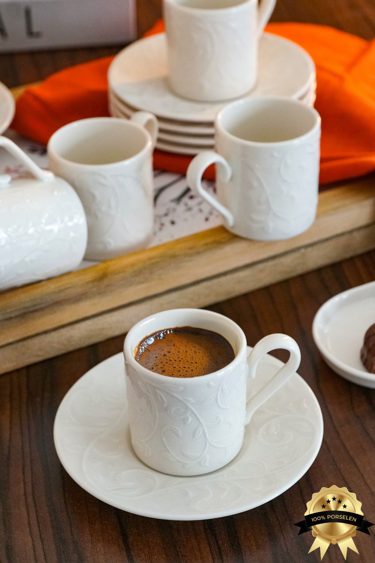 Bahar 12 Parça 6 Kişilik Yalın Porselen Kahve Fincanı Takımı