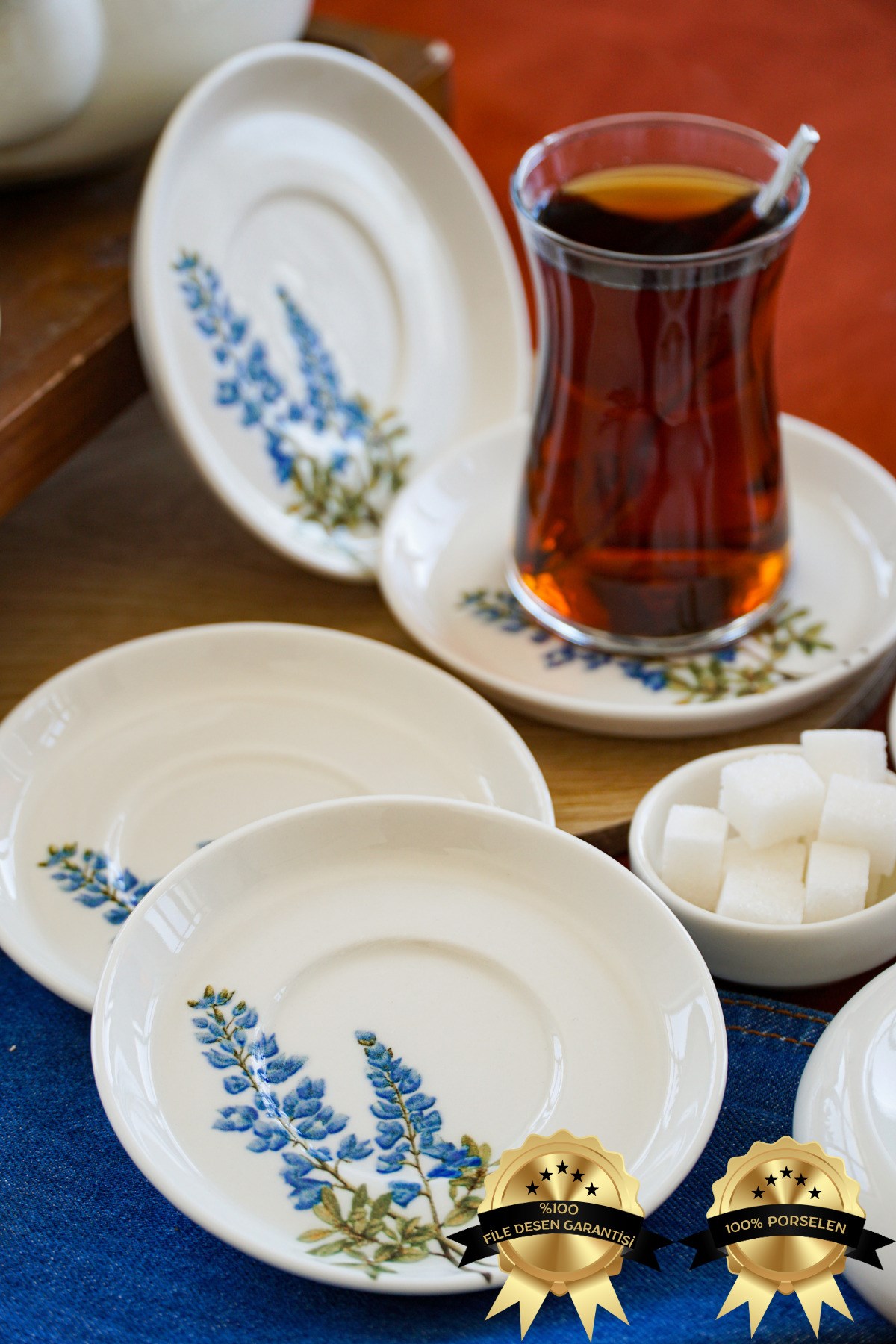 Hazeran 12'li Porselen Çay Tabağı Seti