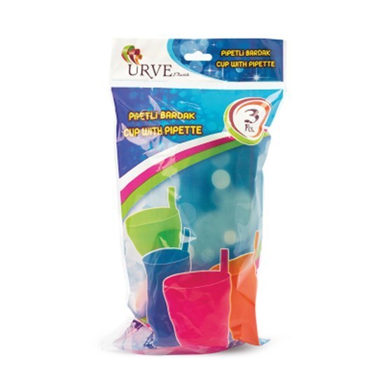 Poşetli Üçlü Pipetli Bardak-23947