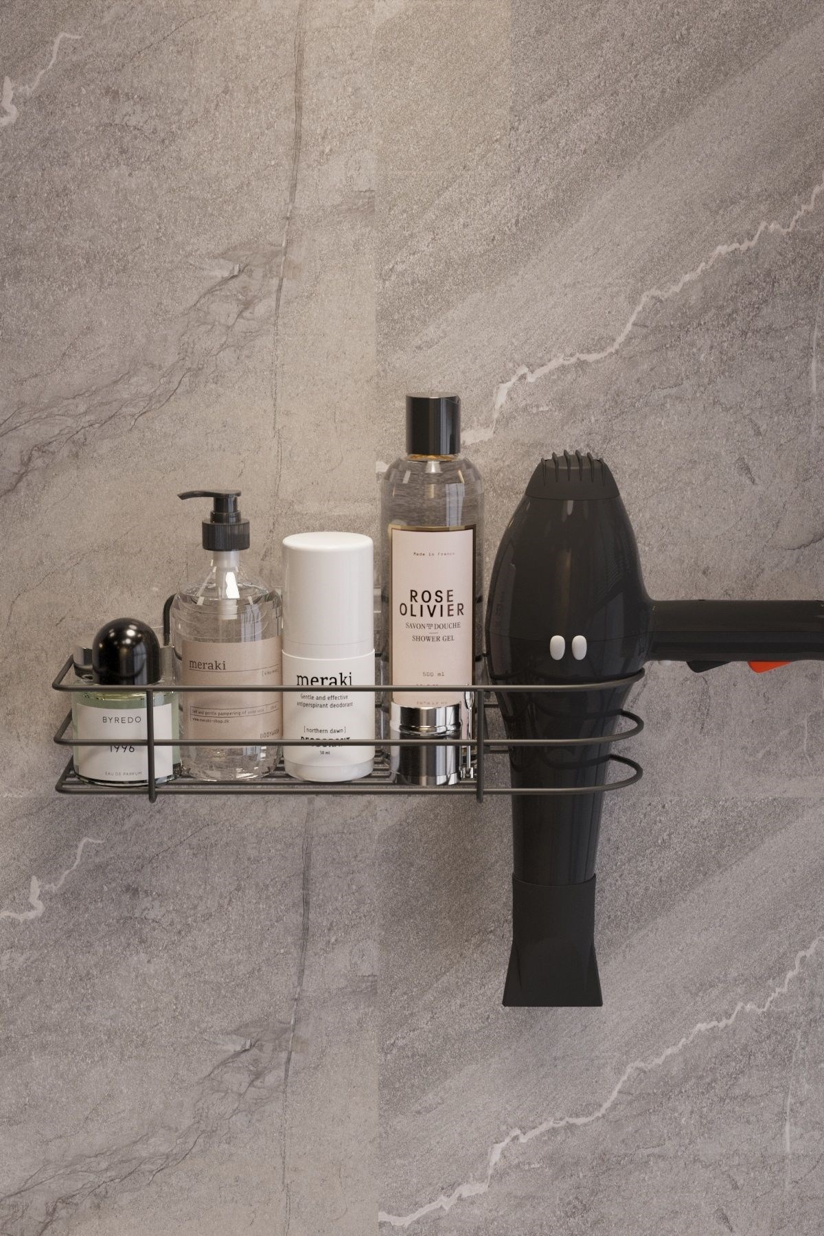 Yapışkanlı  Fön Makinesi Hazneli Banyo Düzenleyici Banyo Organizer