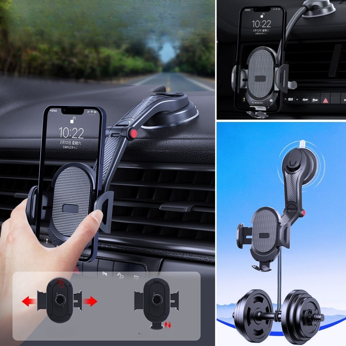 Güçlü Vantuzlu Araç İçi Konsol Üstü Telefon Tutucu Aparat — Veyo — görsel 2