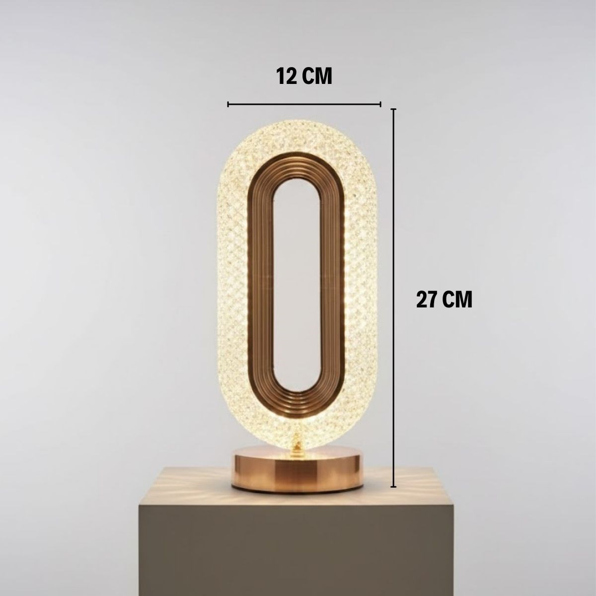 Oval Şeklinde Kristal LED Masa Lambası – Dokunmatik, 3 Renk Işık Modlu, Şarjlı Dekoratif Gece Lambası — Veyo — görsel 5