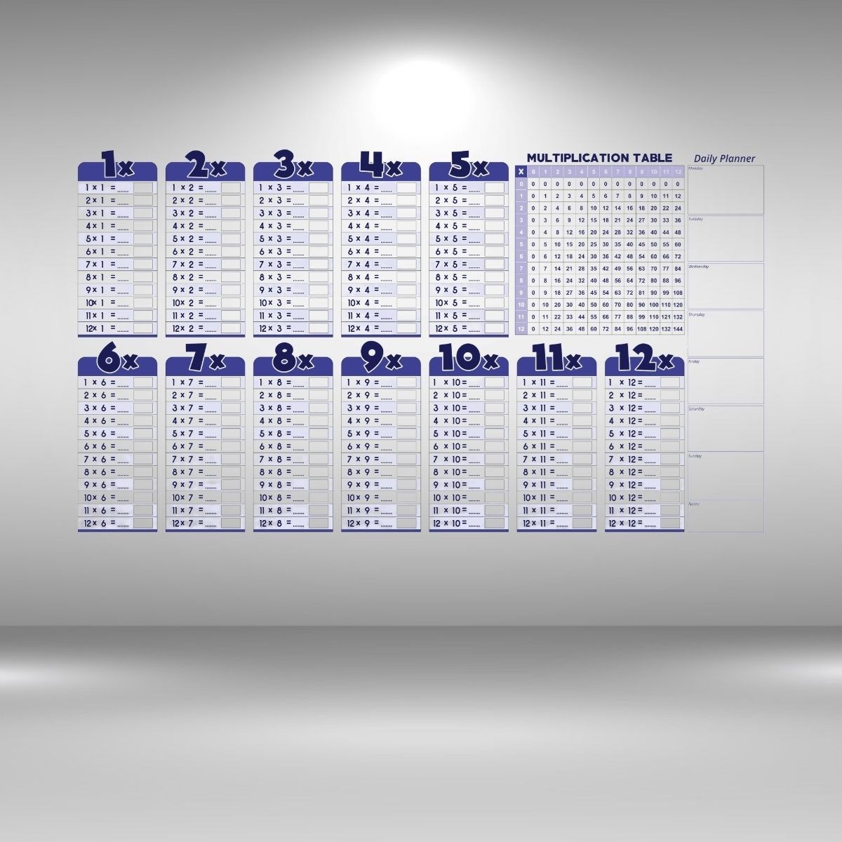 Statik Akıllı Kağıt Ingilizce Çarpım Tablosu 100x56 Cm — Veyo