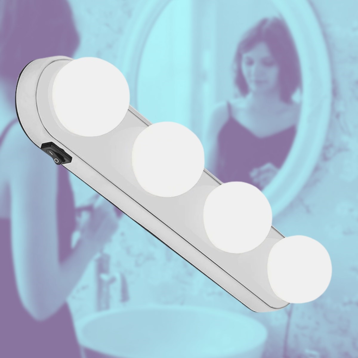 Kablosuz Parlak Banyo Stüdyo Makyaj Aynası Işığı Pilli Vantuzlu Taşınabilir 4 Led Ampul — Veyo — görsel 3