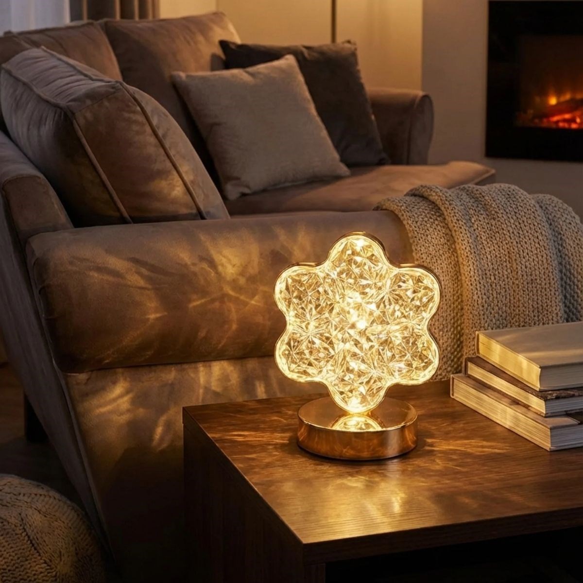 Çiçek Model Kristal LED Masa Lambası – Dokunmatik, 3 Renk Işık Modlu, Şarjlı Mini Dekoratif Gece Lambası — Veyo — görsel 4
