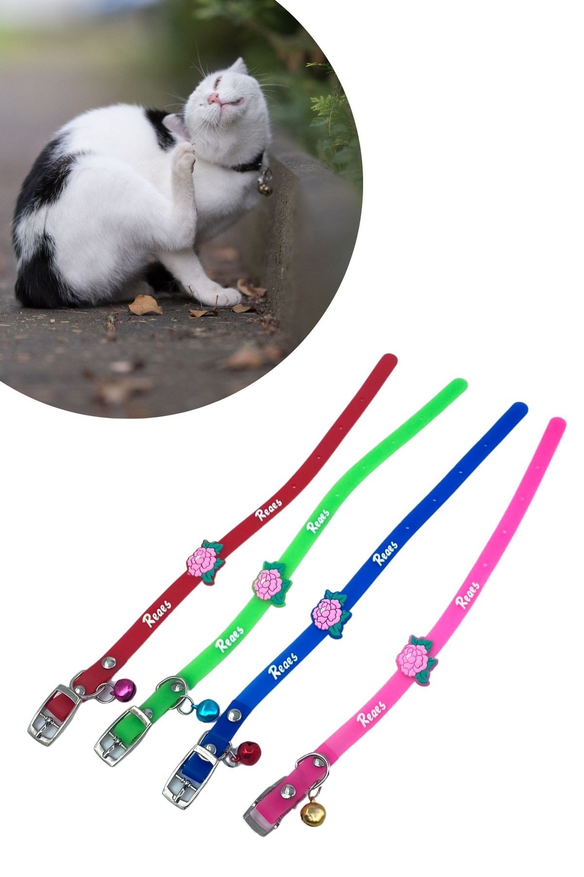 Çıngıraklı Zilli Sevimli Renkli Slikon Kedi Köpek Boyun Tasması — Veyo — görsel 2