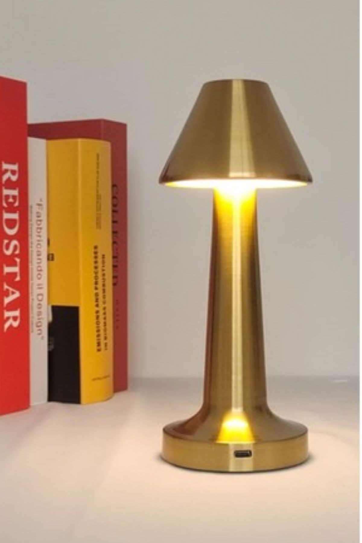 Çatı Model Gold Renk Şarjlı Dokunmatik 3 Renkli LED Masa Lambası — Veyo — görsel 8