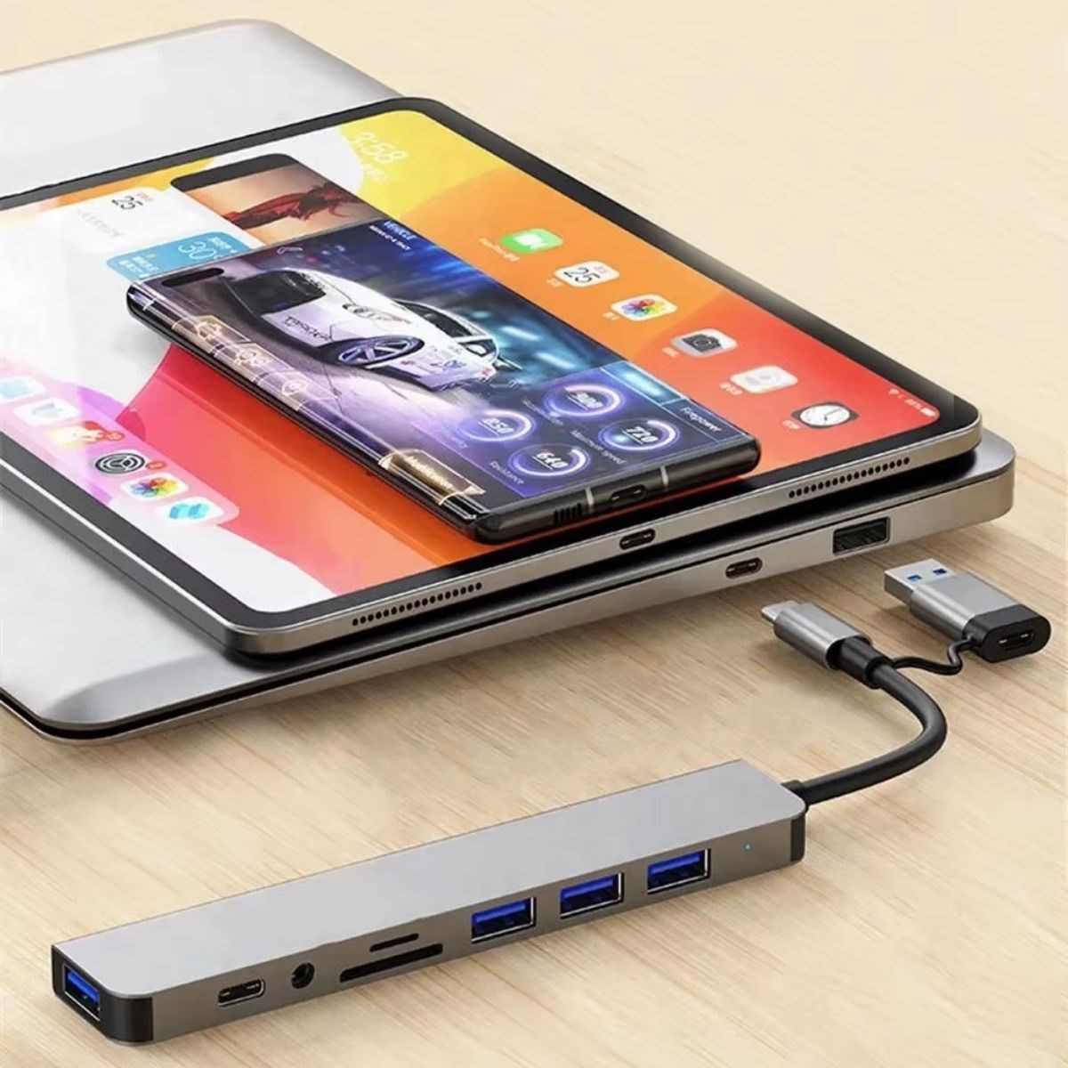 8 in 1 Usb Çevirici Notebook Macbook Type-C Uyumlu Görüntü Aktarıcı Hub — Veyo — görsel 2