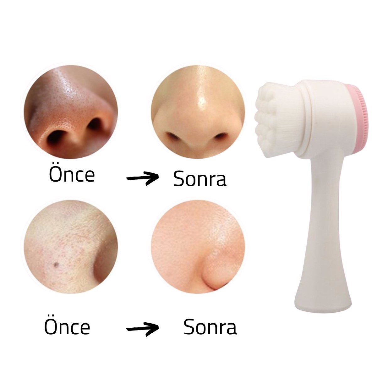 BUFFER® 2li Set Çift Taraflı Cilt Temizleme Fırçası ve Yeşim Taşı Çift Taraflı Cilt Masaj Aleti