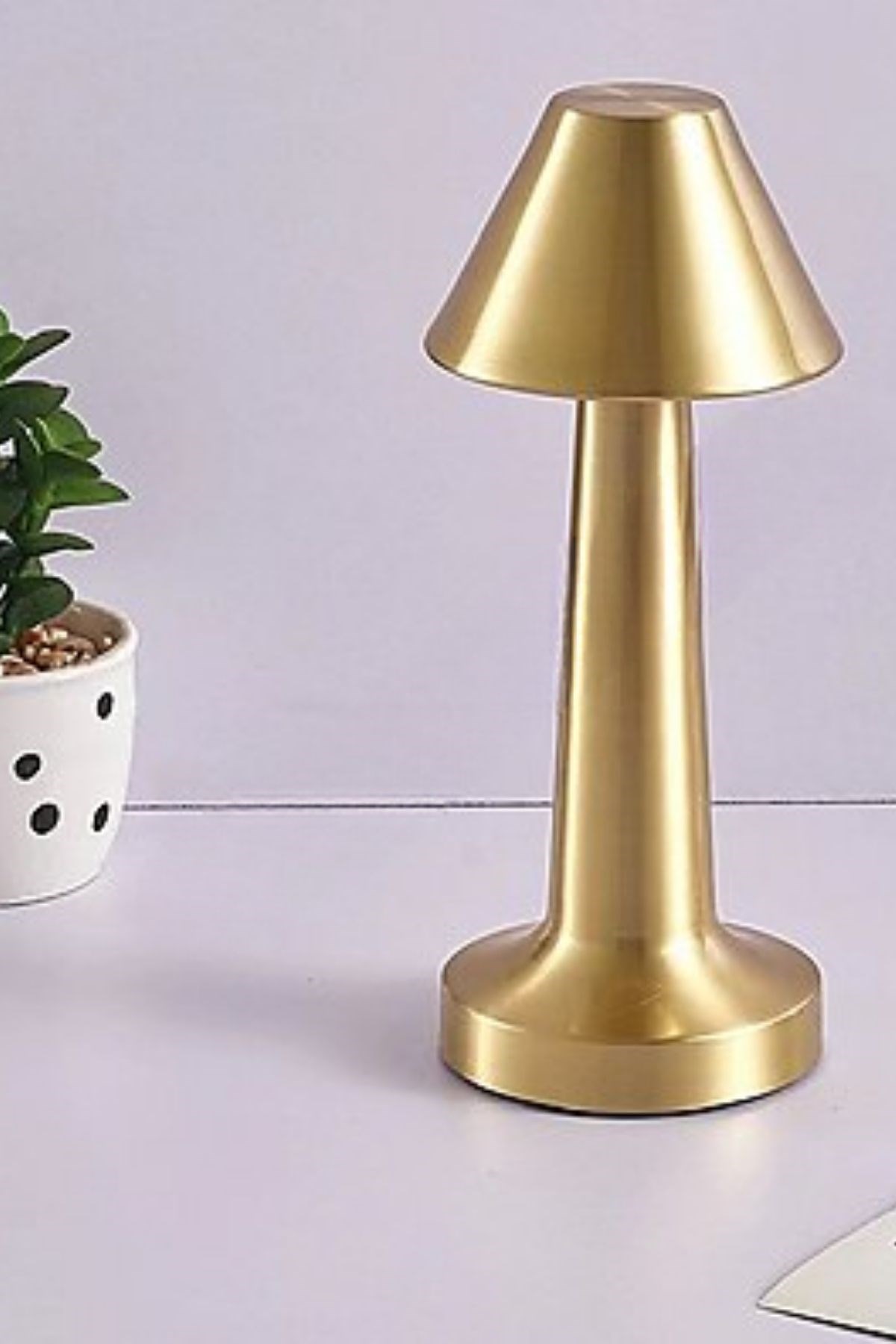 Çatı Model Gold Renk Şarjlı Dokunmatik 3 Renkli LED Masa Lambası — Veyo — görsel 6