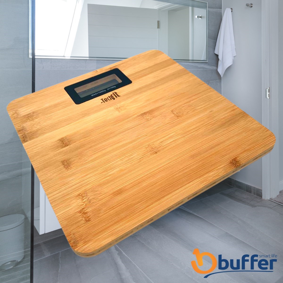 Techfit Bambu Banyo Baskülü Yüksek Hassasiyetli Darbelere Dijital Dayanıklı Terazi Tf 1065 M — Veyo — görsel 5