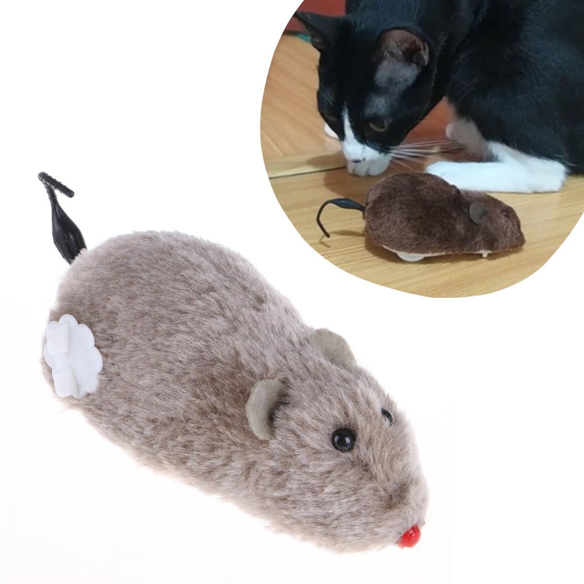 Kurmalı Kedi Eğitim Oyuncağı Tüylü Peluş Fare Yakalama İnteraktif Sevimli Eğlenceli Oyuncak — Veyo