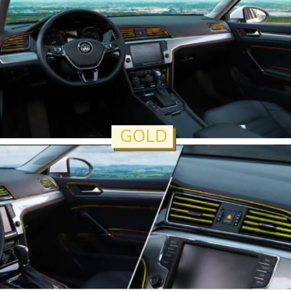Gold Araba Oto Trim Dekorasyon Şeridi Kauçuk Elastik Kolay Kurulum 5 metre Şerit Bant — Veyo — görsel 4