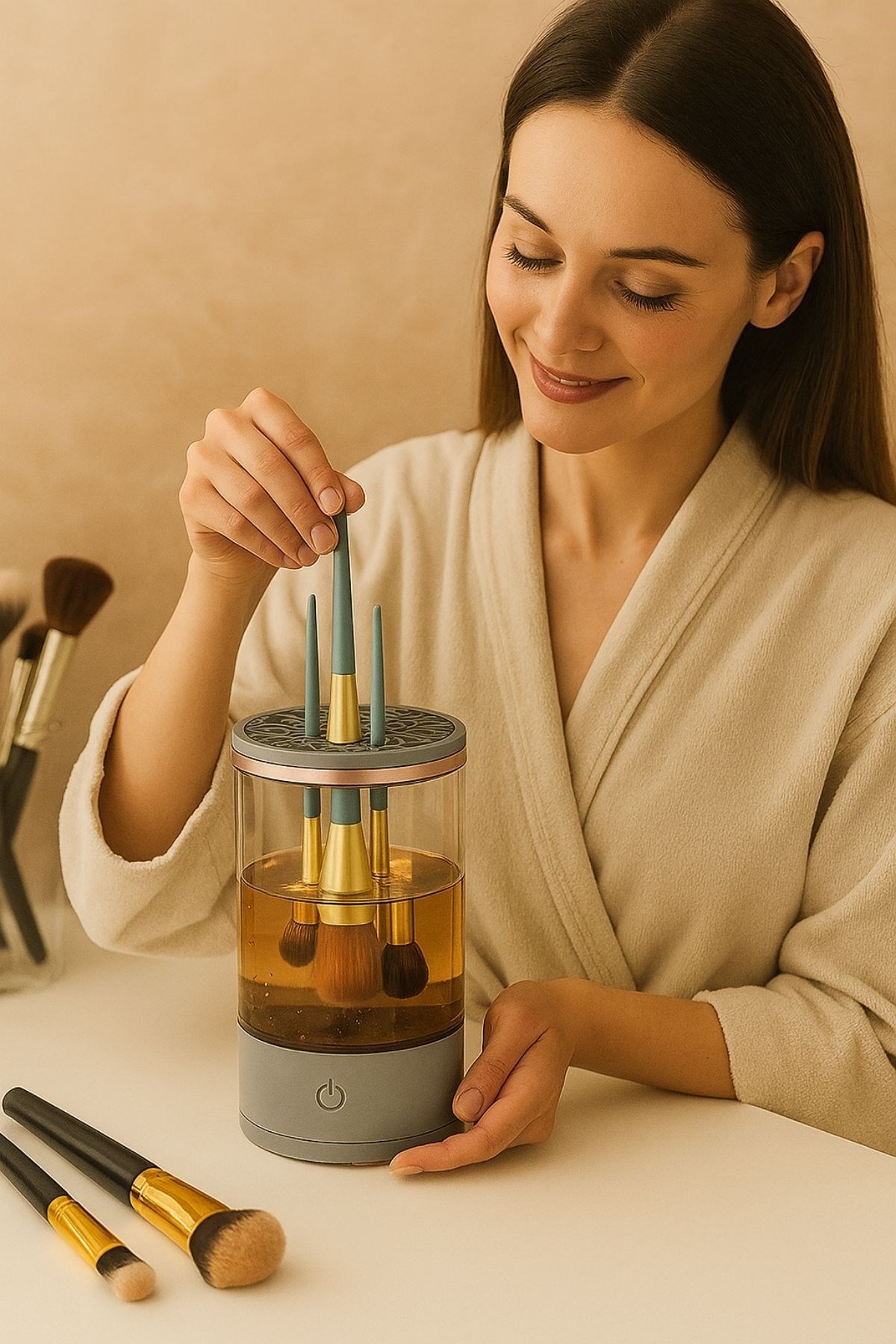 BUFFER® USB Şarjlı Makyaj Fırçası Temizleyici Aparat Hızlı Kurutmalı, Çok Yönlü Fırça Temizleyici