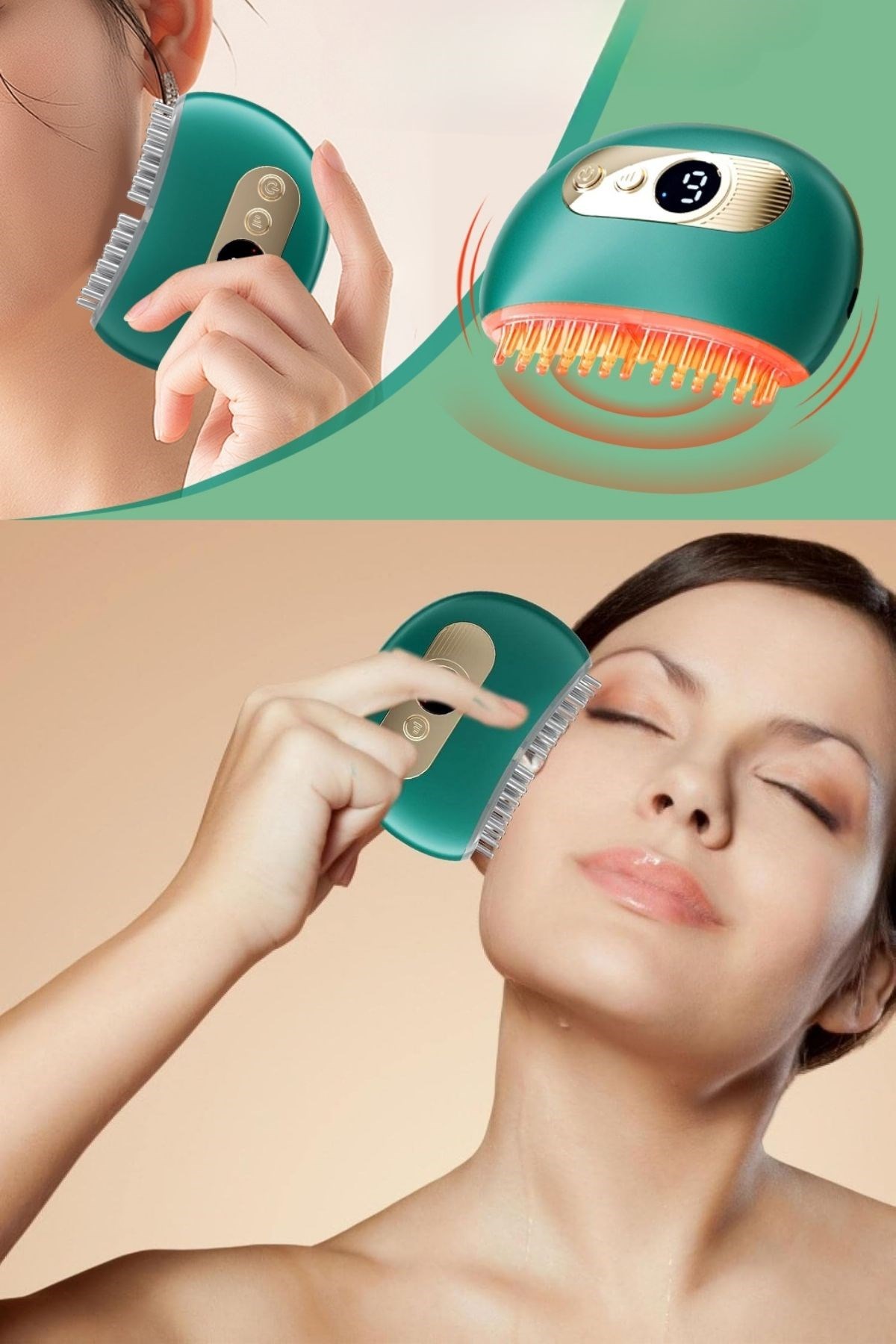 BUFFER® 1 Adet Akıllı Elektrik Akımlı EMS Titreşimli Masaj Tarağı Kademeli Yüz Masaj Aleti Aparatı