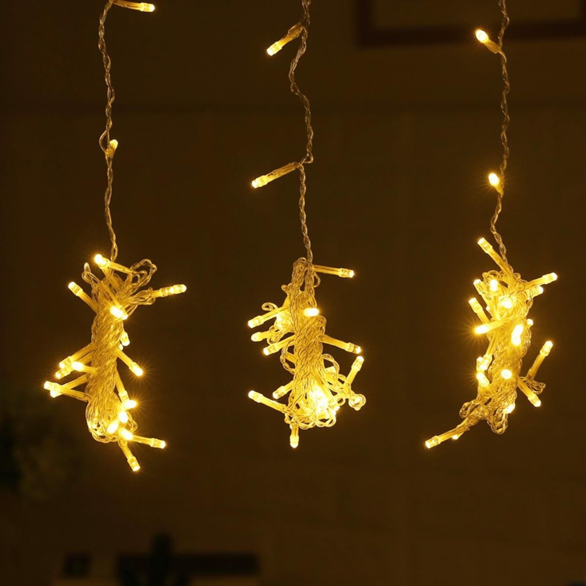 8 Fonksiyonlu 200 Led 10 Saçak Şerit Led 2x2 Perde İp Led (Gün Işığı) — Veyo — görsel 4