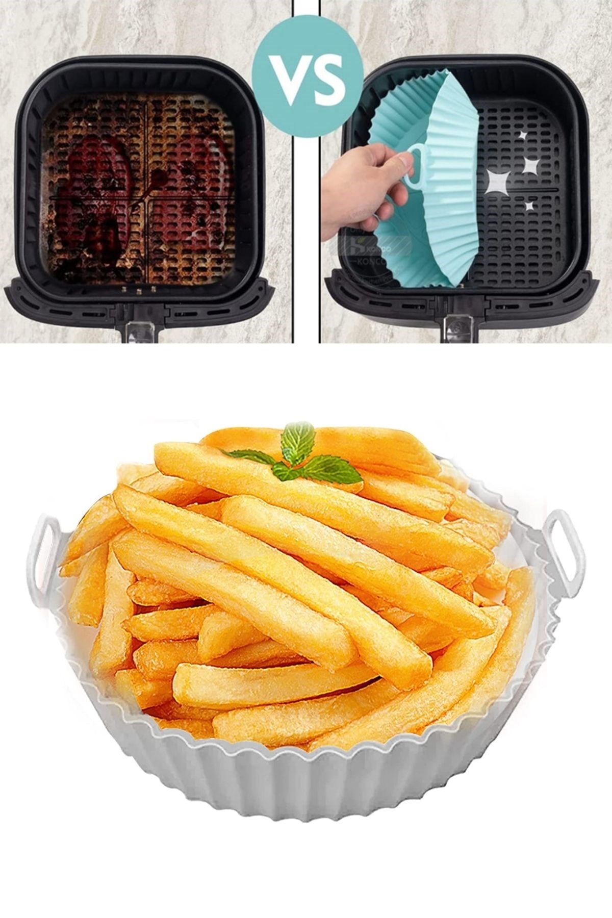 Renkli Isıya Dayanıklı Yıkanılabilir Silikon Fırın Ve Airfryer Yuvarlak Model Pişirme Matı 20 Cm — Veyo — görsel 7