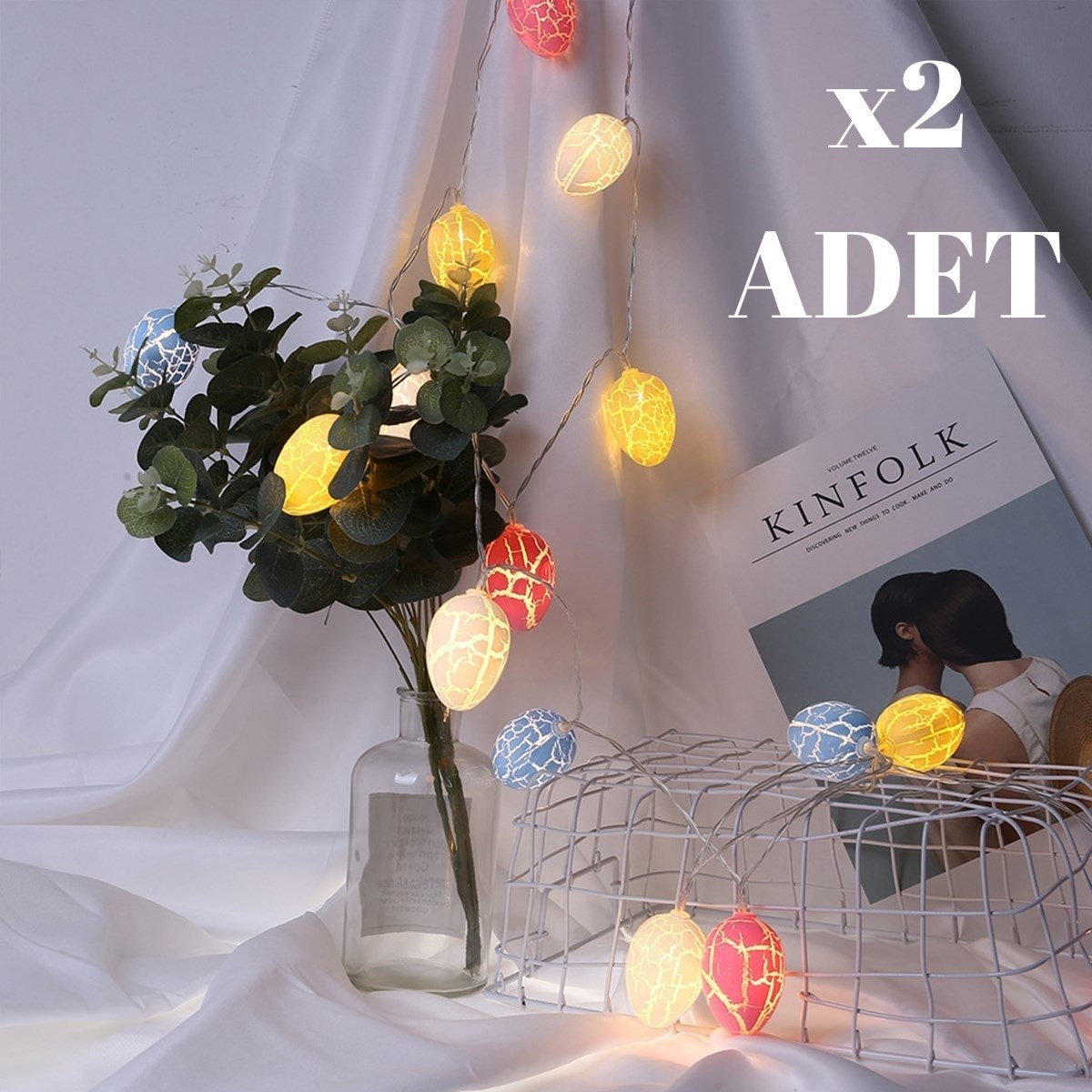 10lu Renkli Yumurta Şeklinde Dekoratif Dolama Led Aydınlatma — Veyo — görsel 8
