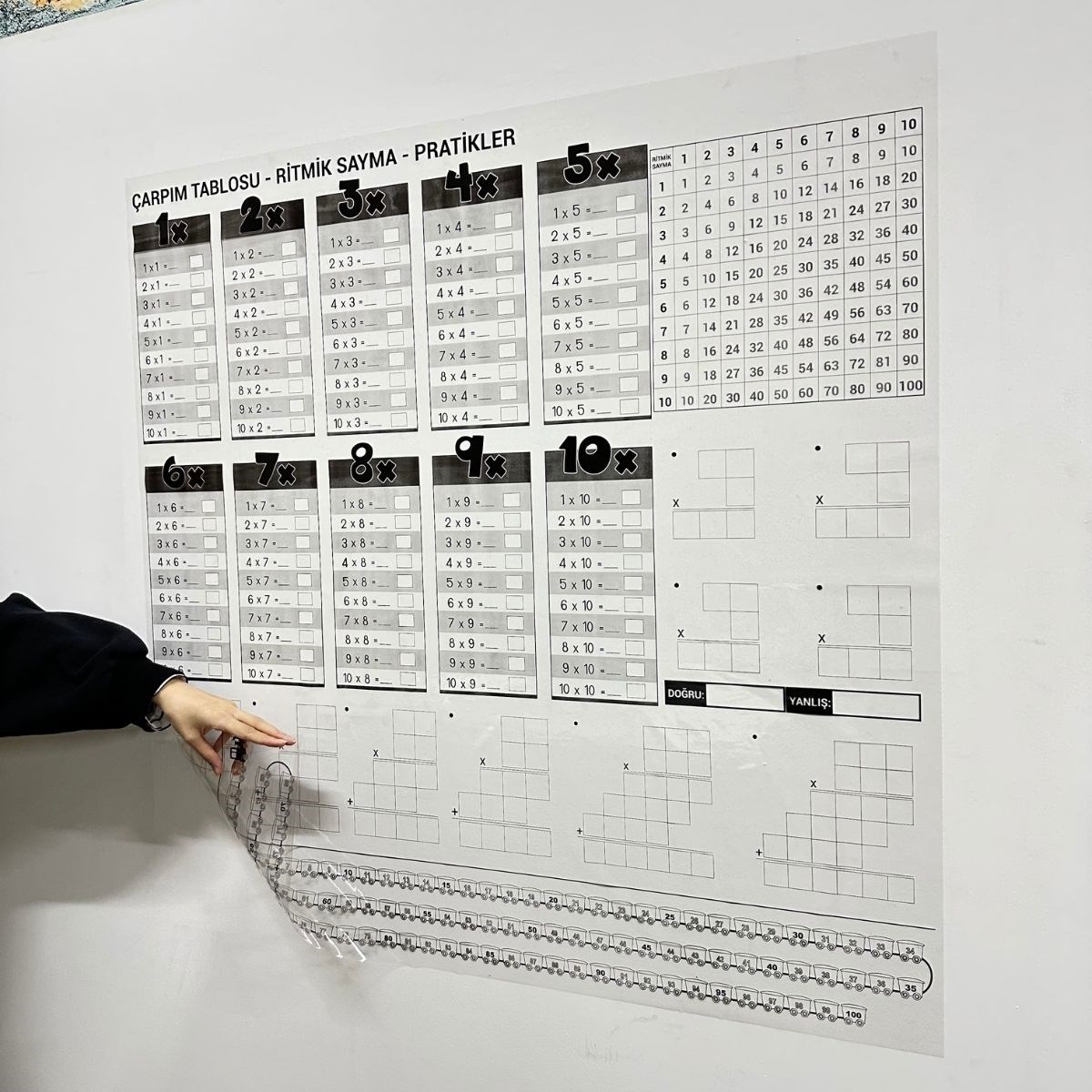 Çarpım Tablosu Ezberleme Manyetik Duvar Stickerı 105 x 100 cm — Veyo — görsel 4
