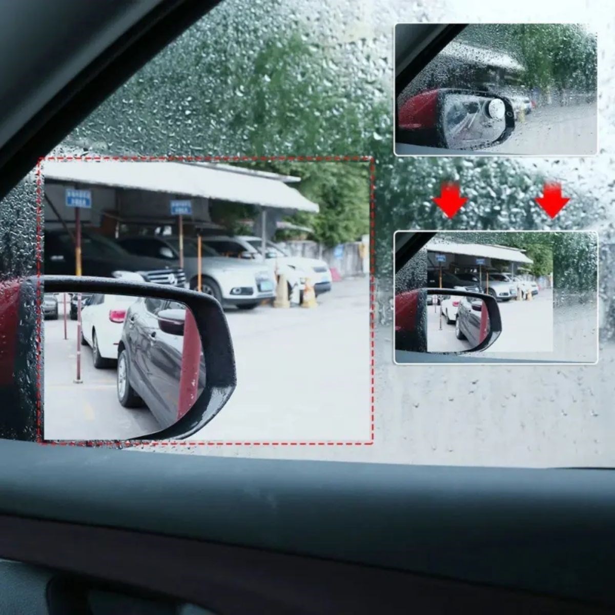 4 Parça Yan Aynalar ve Yan Camlar İçin Araç Ayna Yağmur Kaydırıcı ve Cam Buğu Önleyici Film Seti — Veyo — görsel 3