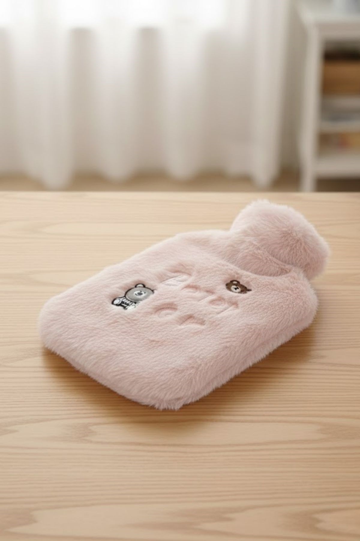 Işıklı Ayıcıklı Figürlü Pembe Peluş Sıcak Su Torbası 1 Lt – Yumuşak Kılıf, Uzun Süre Sıcak Tutan Termal Su Torbası — Veyo — görsel 6