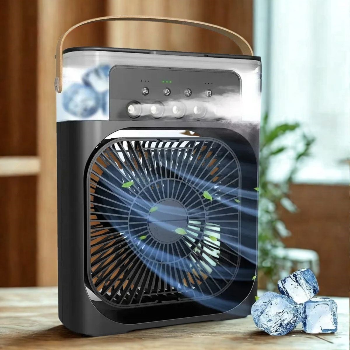 Taşınabilir 3 Farklı Mod Ayarlı 7 Farklı Led Işıklı Sulu Soğutmalı Taşınabilir Masaüstü USB Fan Vantilatör — Veyo — görsel 3