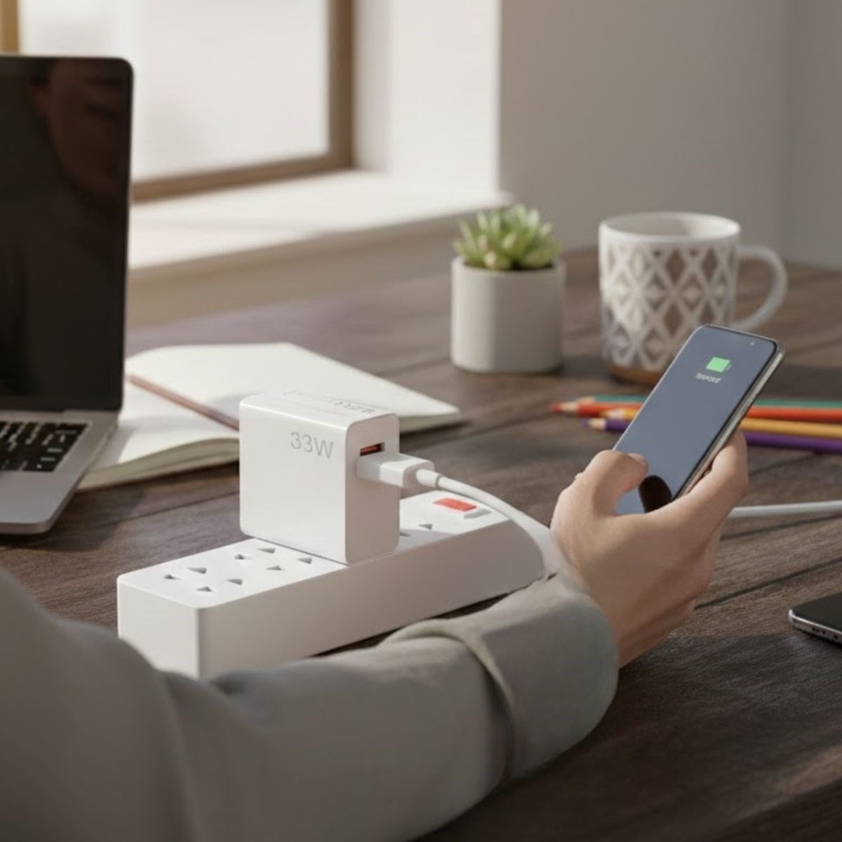 33W Hızlı Şarj Adaptörü – Type-C Kablolu, USB Çıkışlı, Akıllı Şarj Destekli Duvar Tipi Şarj Cihazı — Veyo — görsel 3