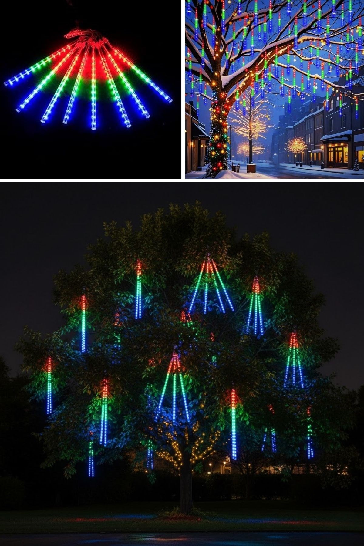 10'lu 45 CM Uzunluğunda Plastik Meteor 2m Kablo LED USB RGB Ağaç Işığı – Renk Değiştiren Asmalı Dekoratif Bahçe ve Dış Mekan Aydınlatması